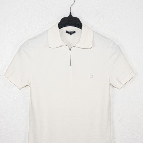 RON DORFF Men's Cotton Pique Zip Polo Shirt lcream size XS - Picture 2 of 8